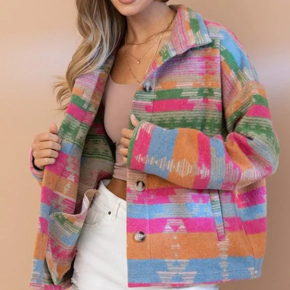 THE TOPSANNAH LADIES AZTEC PRINT JACKET - Picture 5 of 13